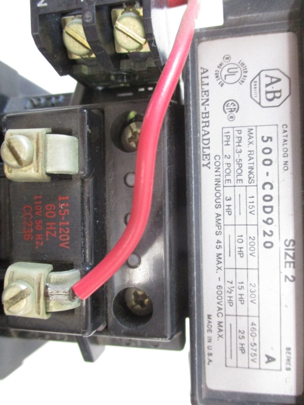 ALLEN BRADLEY 500-COD920 SER. A 120V 45A NSNP