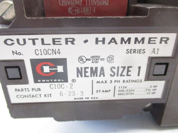 CUTLER HAMMER C10CN4 SER. A1 120V 27A NSNP