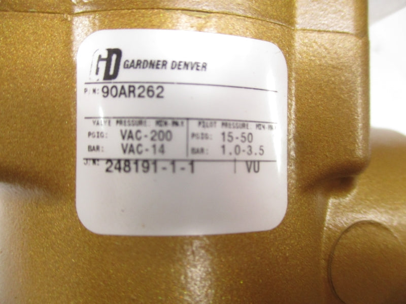 GARDNER DENVER 90AR262 248191-1-1 200VAC 15-50PSI NSNP