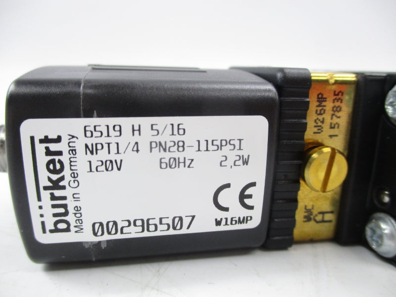 BURKERT 6519H5/16 00296507 120V 115PSI 1/4" NSMP