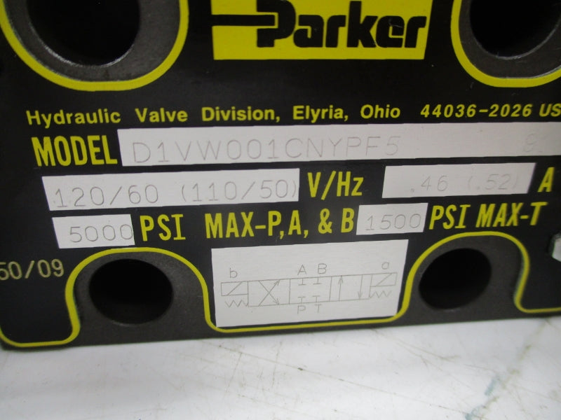 PARKER D1VW001CNYPF5 110/120V .46/.52A 5000PSI NSMP