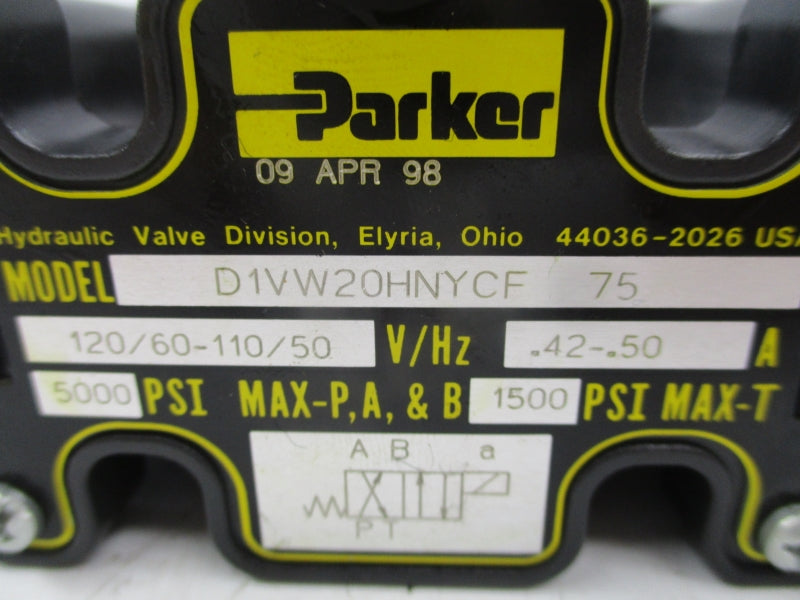 PARKER D1VW20HNYCF-75 110/120V .46/.52A 5000PSI NSMP