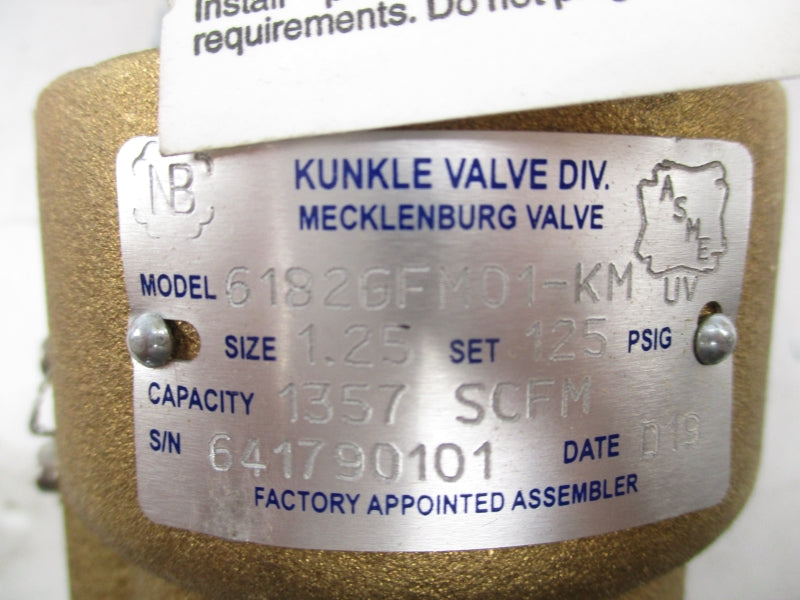 KUNKLE 6182GFM01-KN 125PSI 1.25" NSMP