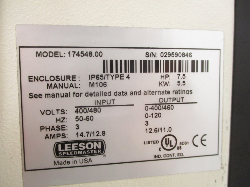 LEESON 174548.00 400/480V 14.7/12.8A NSNP