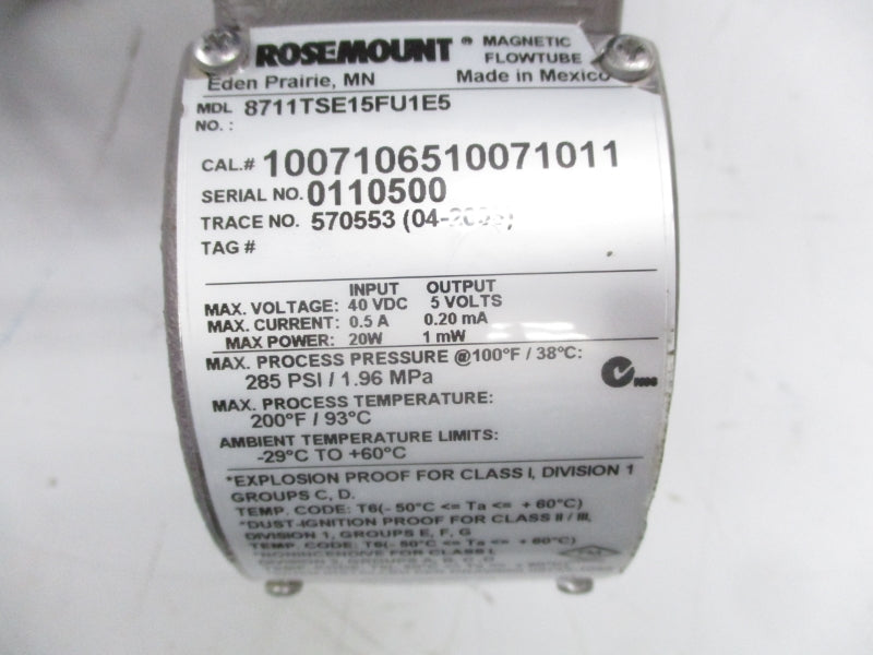 ROSEMOUNT 8732WST1A1E5 8711TSE15FU1E5 90-250VAC 0.5A 285PSI NSNP
