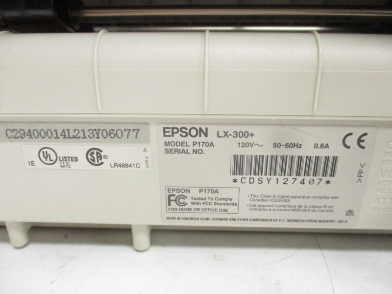 EPSON LX-300+ P170A 120V 0.6A NSMP