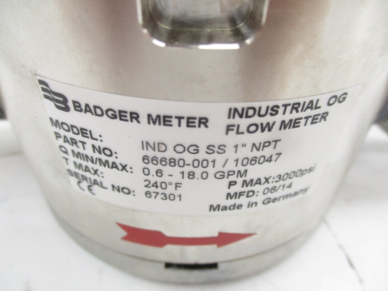 BADGER METER 66680-001/106047 INDOGSS 3000PSI 240'F 1" NSNP