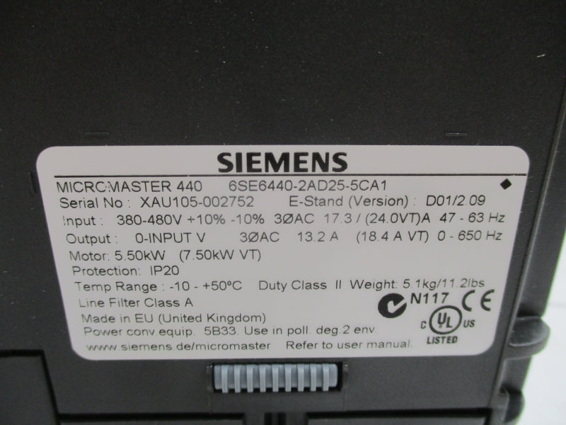 SIEMENS 6SE6440-2AD25-5CA1 380-480V 13.2A NSMP
