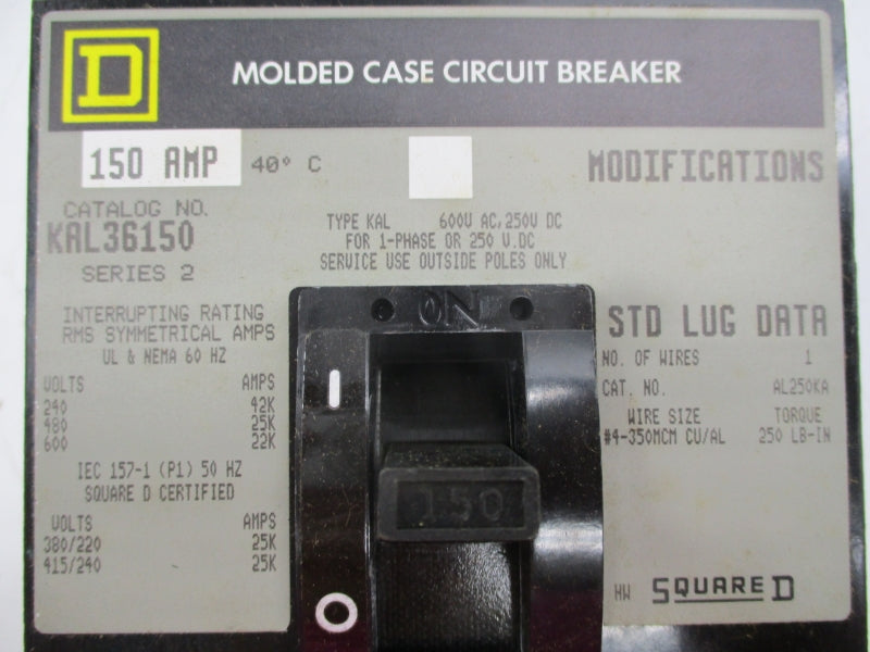 SQUARE D KAL36150 SER. 2 600VAC 150A NSMP
