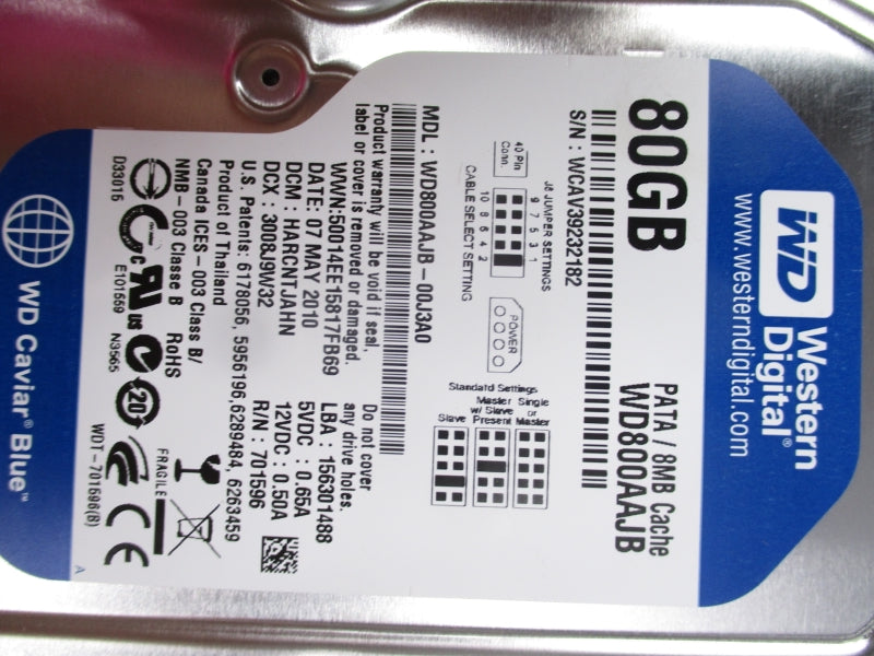 WESTERN DIGITAL WD800AAJB 12VDC 0.50A 80GB NSMP