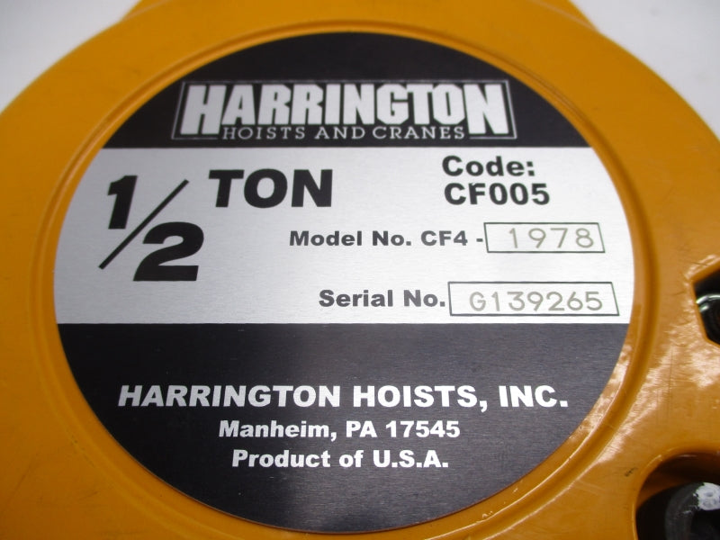 HARRINGTON HOISTS CF4-1978 1/2 TON NSMP