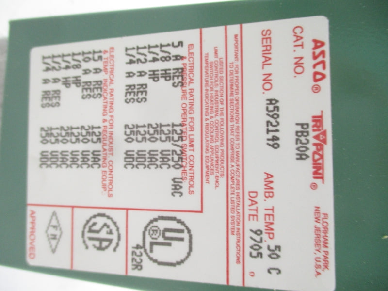 ASCO PB20A 125/250VAC 5A 50'C NSMP