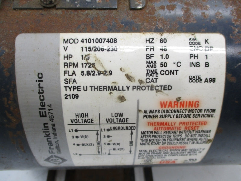 FRANKLIN ELECTRIC 4101007408 115/208-230V UNMP