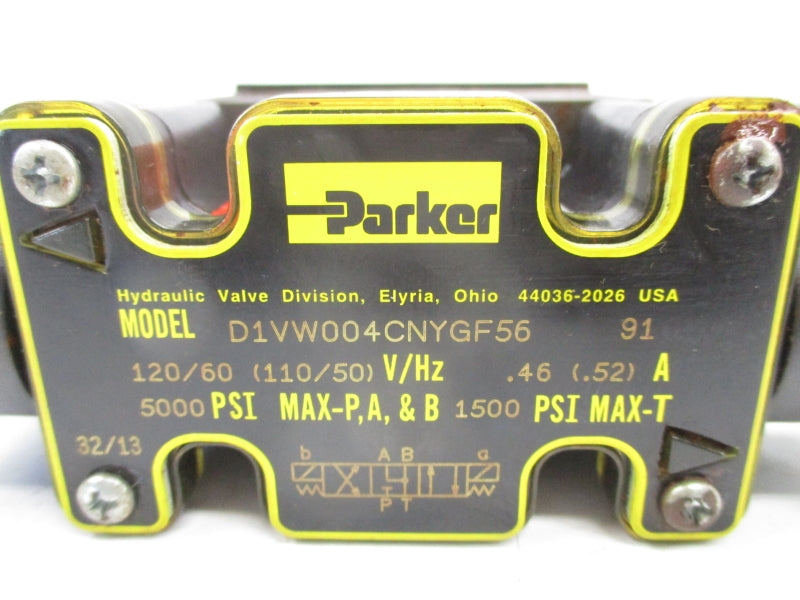 PARKER D1VW004CNYGF5691 110/120V .46/.52A 1500-5000PSI NSMP