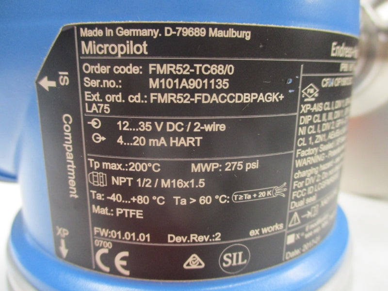ENDRESS+HAUSER FMR52-TC68/0 FMR52-FDACCDBPAGK+ 12-35VDC 275PSI NSNP