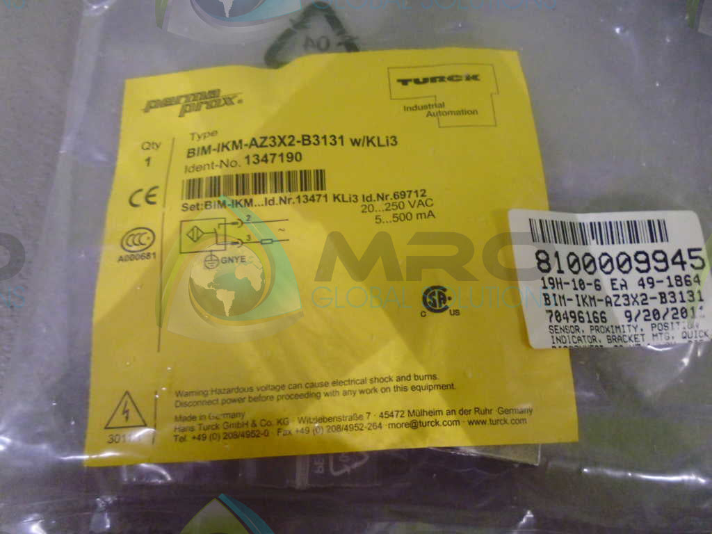TURCK BIM-IKM-AZ3X2-B3131 w/ KLI3 CYLINDER POSITION SENSOR *NEW IN FACTORY BAG*