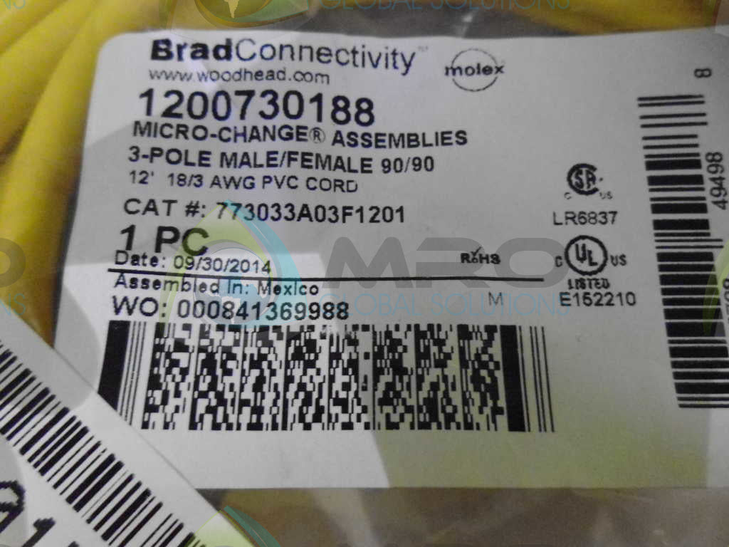 BRAD CONNECTIVITY 773033A03F1201 SENSOR *NEW IN ORIGINAL PACKAGE*