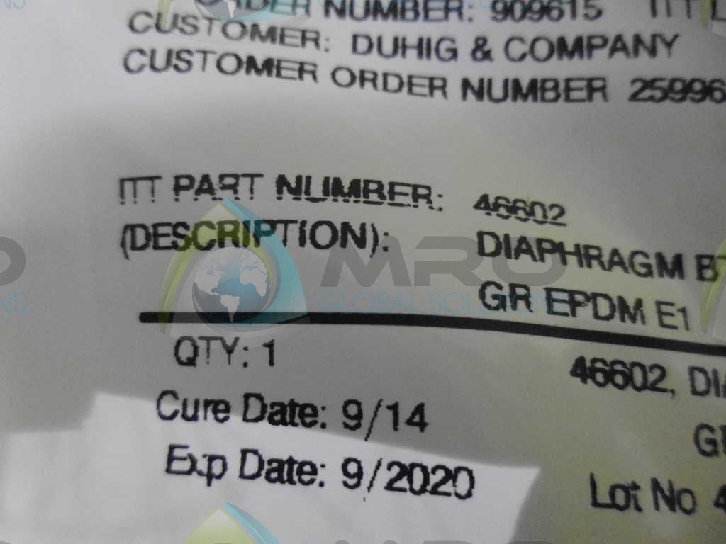 ITT 46602 GR EPDM E1 DIAPHRAGM *NEW IN ORIGINAL PACKAGE*