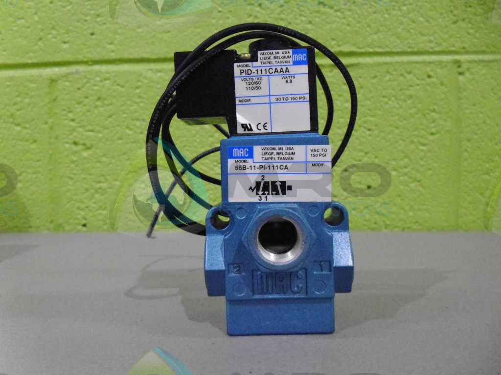 MAC 55B-11-PI-111CA SOLENOID VALVE 110/120V 30-150 PSI *NEW IN BOX*