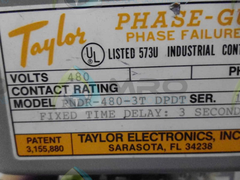 TAYLOR PNDR-480-3T RELAY *USED*