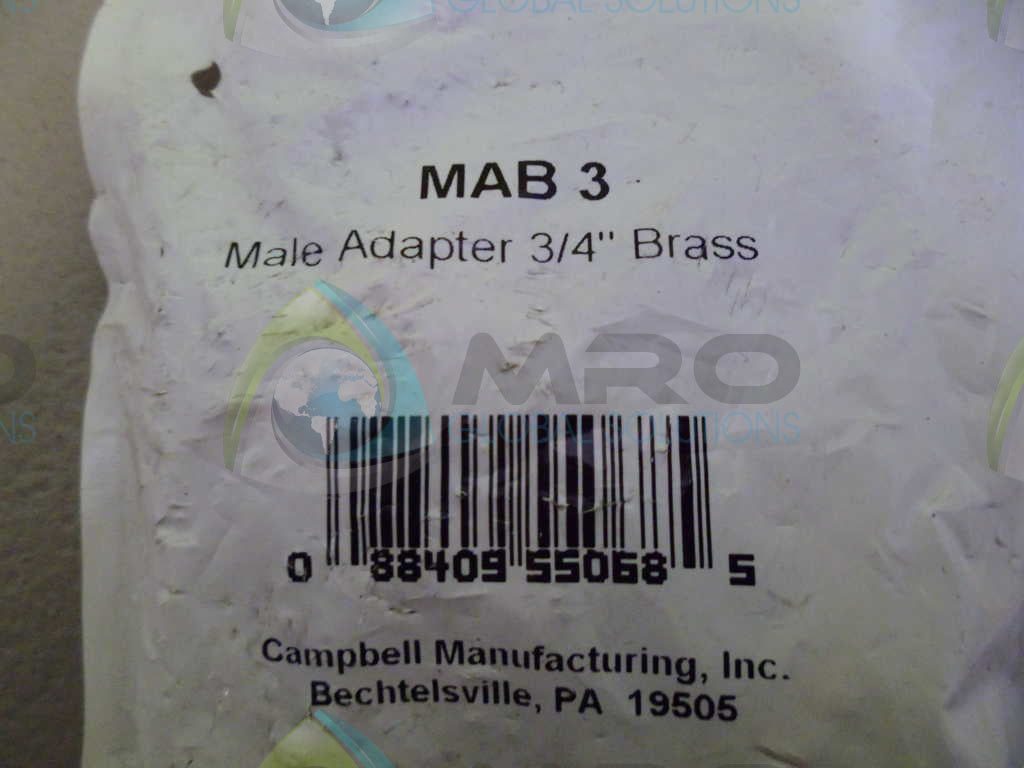 CAMPBELL MAB 3 3/4 BRASS ADAPTER *NEW IN ORIGINAL PACKAGE*