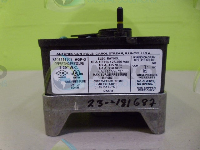 ANTUNES 8101111202HGP-G PRESSURE SWITCH *USED*