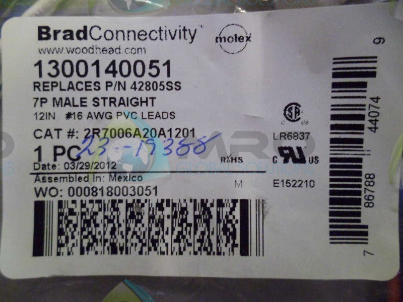 WOODHEAD 13001400517POLE MALE STRAIGHT REPLACES *NEW IN ORIGINAL PACKAGE*