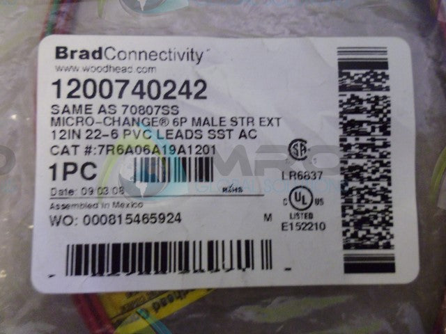 WOODHEAD 1200740191 6POLE MALE STRAIGHT REPLACES *NEW IN ORIGINAL PACKAGE*