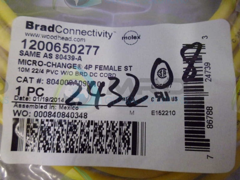 WOODHEAD 80439-A DC CORD *NEW IN ORIGINAL PACKAGE*