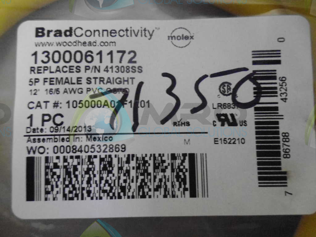 DANIEL WOODHEAD 41308SS 105000A01F1201 CORDSET *NEW IN FACTORY BAG*