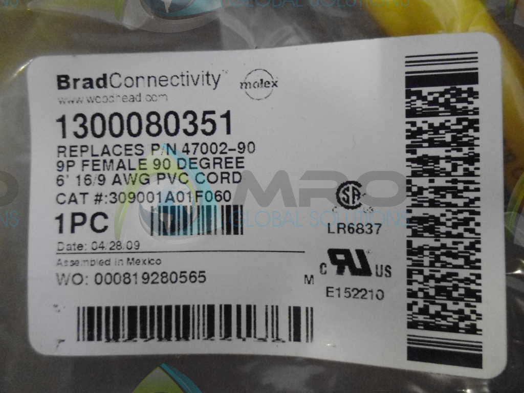 DANIEL WOODHEAD MICRO-CHANGE 47002-90 CORDSET *NEW IN FACTORY BAG*
