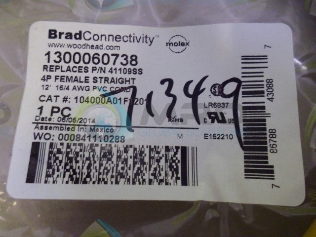 BRAD CONNECTIVITY MINI-CHANGE 1300060738 41109SS CORDSET *NEW IN FACTORY BAG*