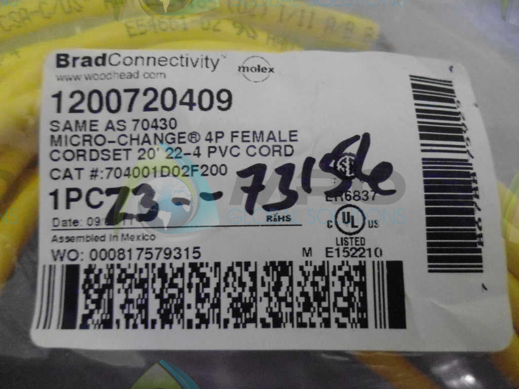 WOODHEAD 70430 PVC CORD *NEW IN ORIGINAL PACKAGE*