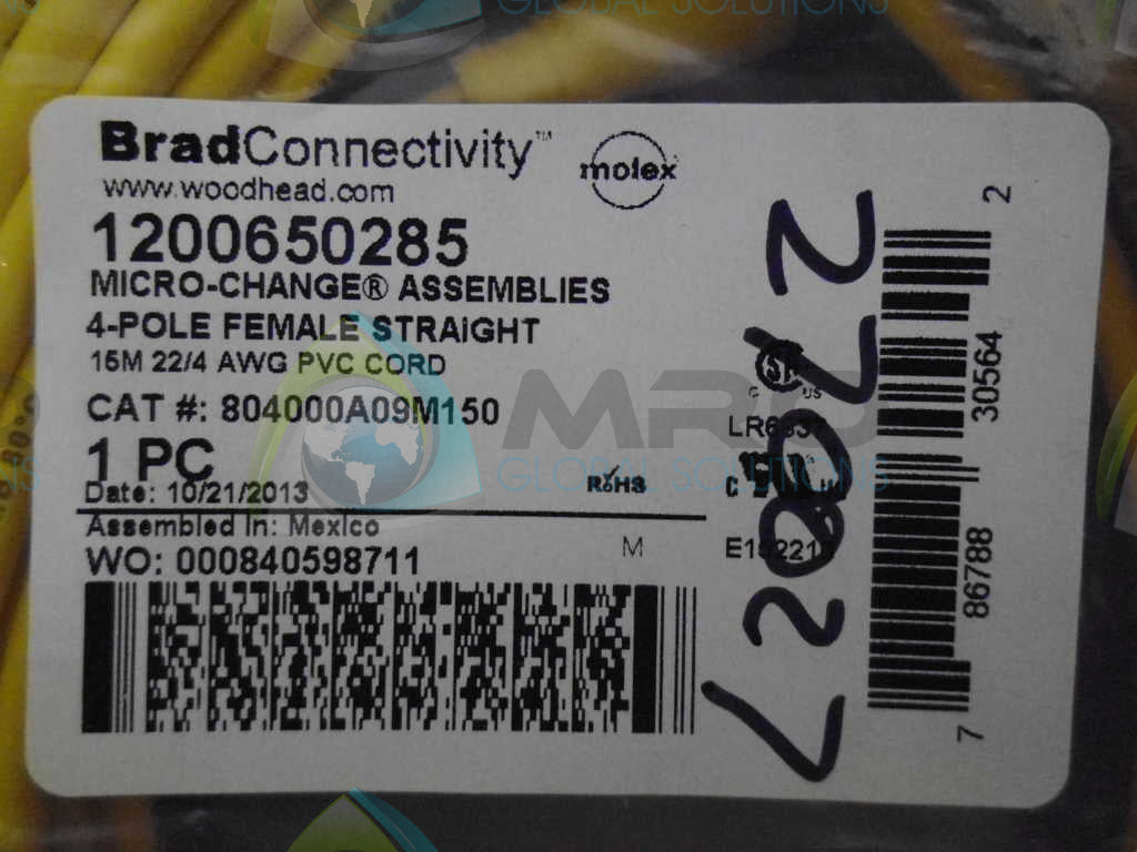WOODHEAD 1200650285 PVC CORD *NEW IN ORIGINAL PACKAGE*