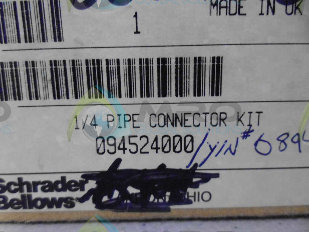SCHRADDER 09524000 1/4 PIPE CONNECTOR KIT *NEW IN BOX*