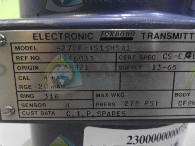 FOXBORO 827DF-1S1SHSA1 TRANSMITTER *NEW NO BOX*