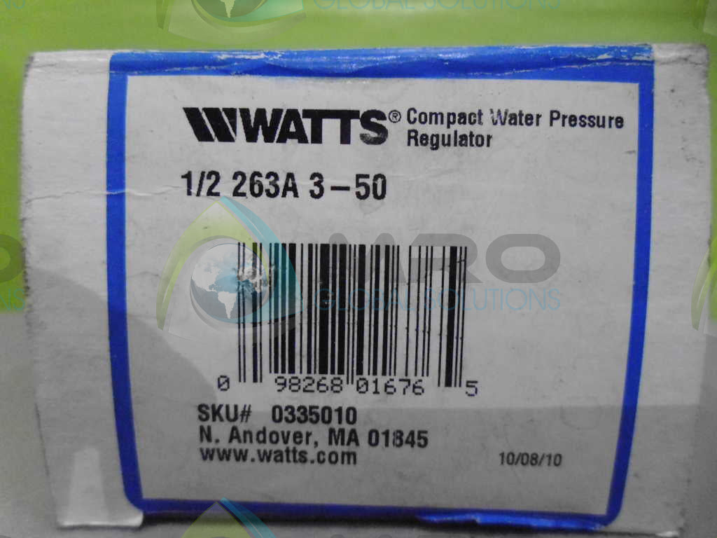 WATTS 1/2 263A 3-50 WATER PRESSURE REGULATOR *NEW IN BOX*