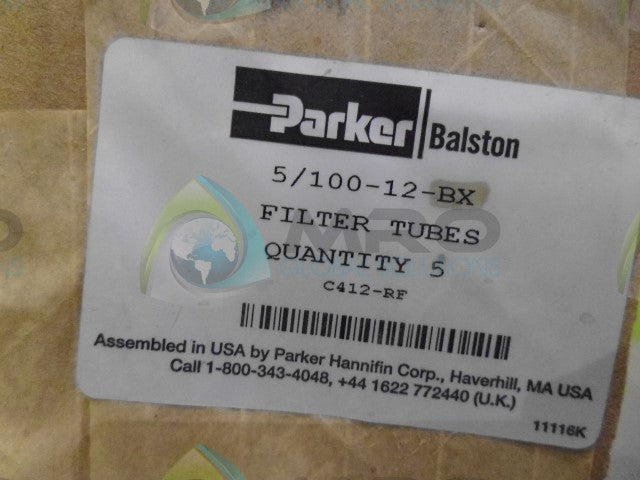 LOT OF 5 PARKER 5/100-12-BX FILTER TUBES *FACTORY SEALED*