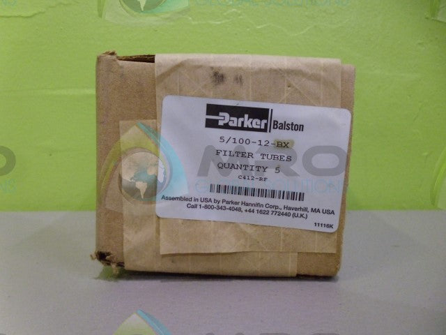 LOT OF 5 PARKER 5/100-12-BX FILTER TUBES *FACTORY SEALED*