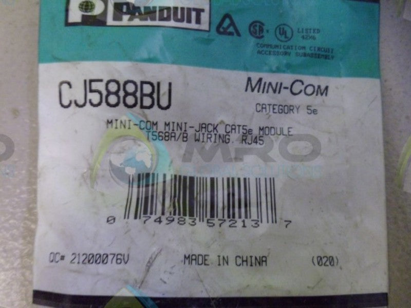 PANDUIT MINI-COM CJ588BU MINI-COM MINI-JACK CAT5e MODULE *NEW IN FACTORY BAG*
