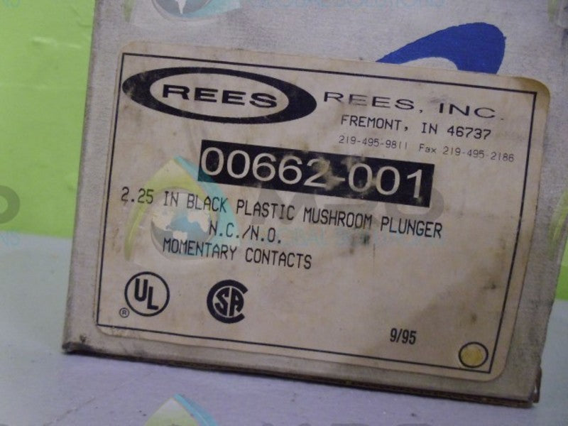 REES 00662-001 YELLOW PUSHBUTTON MUSHROOM PLUNGER *NEW IN BOX*