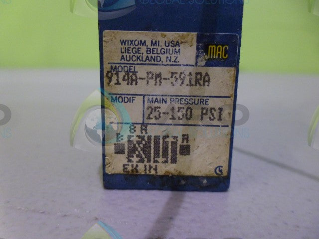MAC VALVES 914A-PM-591RA PNEUMATIC VALVE *USED*