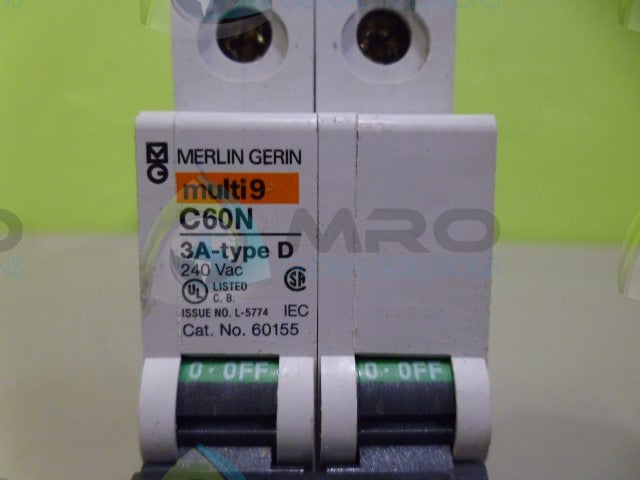 MERLIN GERIN 60155 CIRCUIT BREAKER 3A *USED*