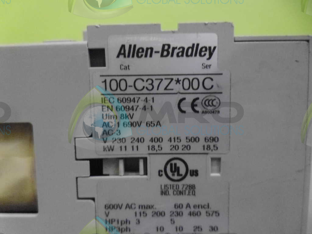 ALLEN BRADLEY 100-C37Z*00 SER. C CONTACTOR *USED*