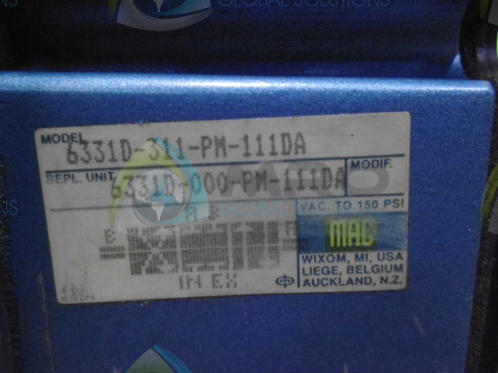 MAC VALVES 6331D-311-PM-111DA SOLENOID VALVE *USED*