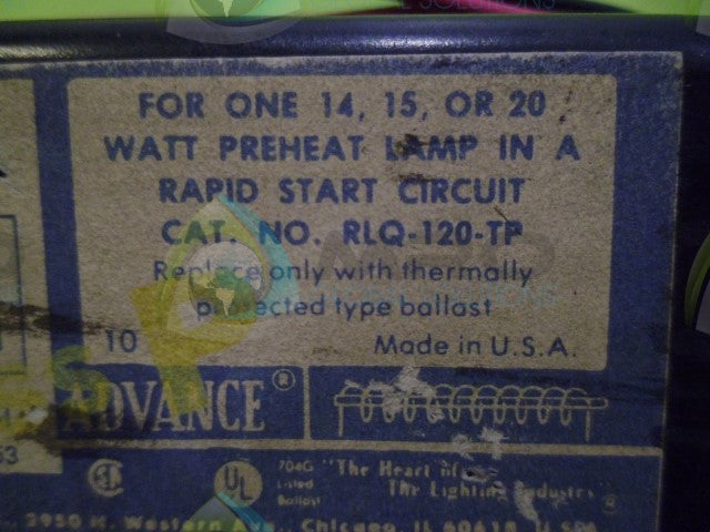 ADVANCE RQL-120-TP BALLAST *USED*