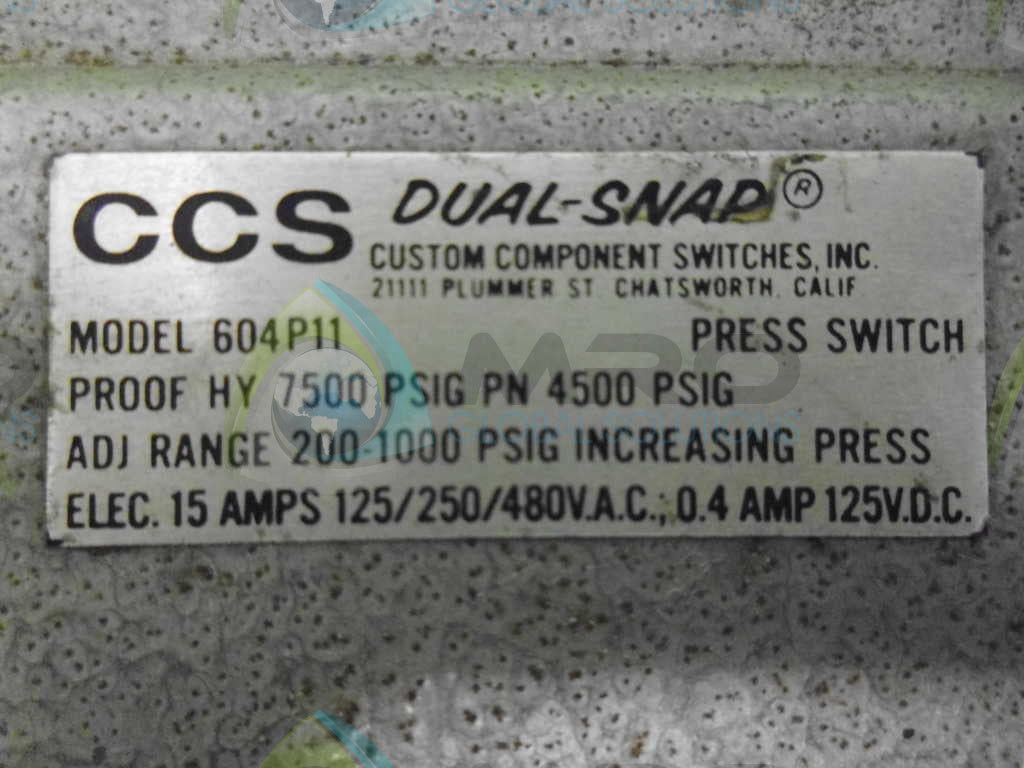CCS 604P11 PRESSURE SWITCH *NEW NO BOX*