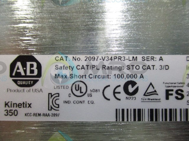 ALLEN BRADLEY 2097-V34PR3-LM SER. A *USED*