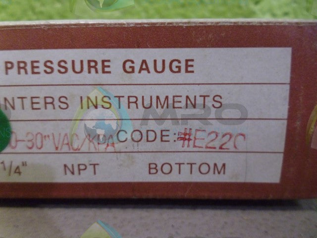 WINTERS E220 PRESSURE GAUGE *NEW IN BOX*