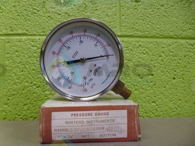 WINTERS E220 PRESSURE GAUGE *NEW IN BOX*